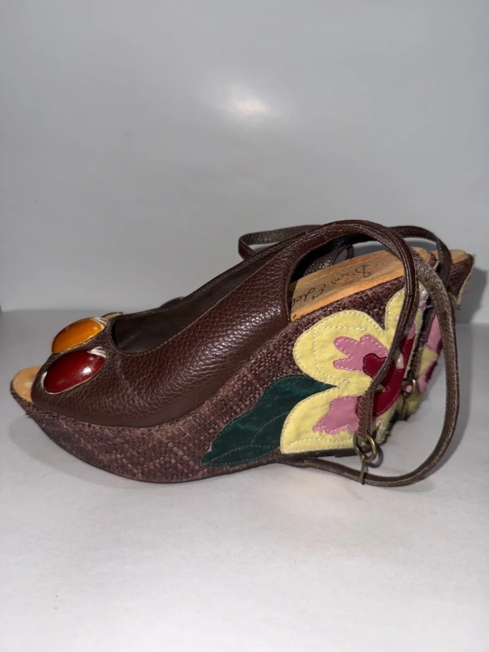 Sam Edelman vintage y2k platform wedges floral embroidered size 7